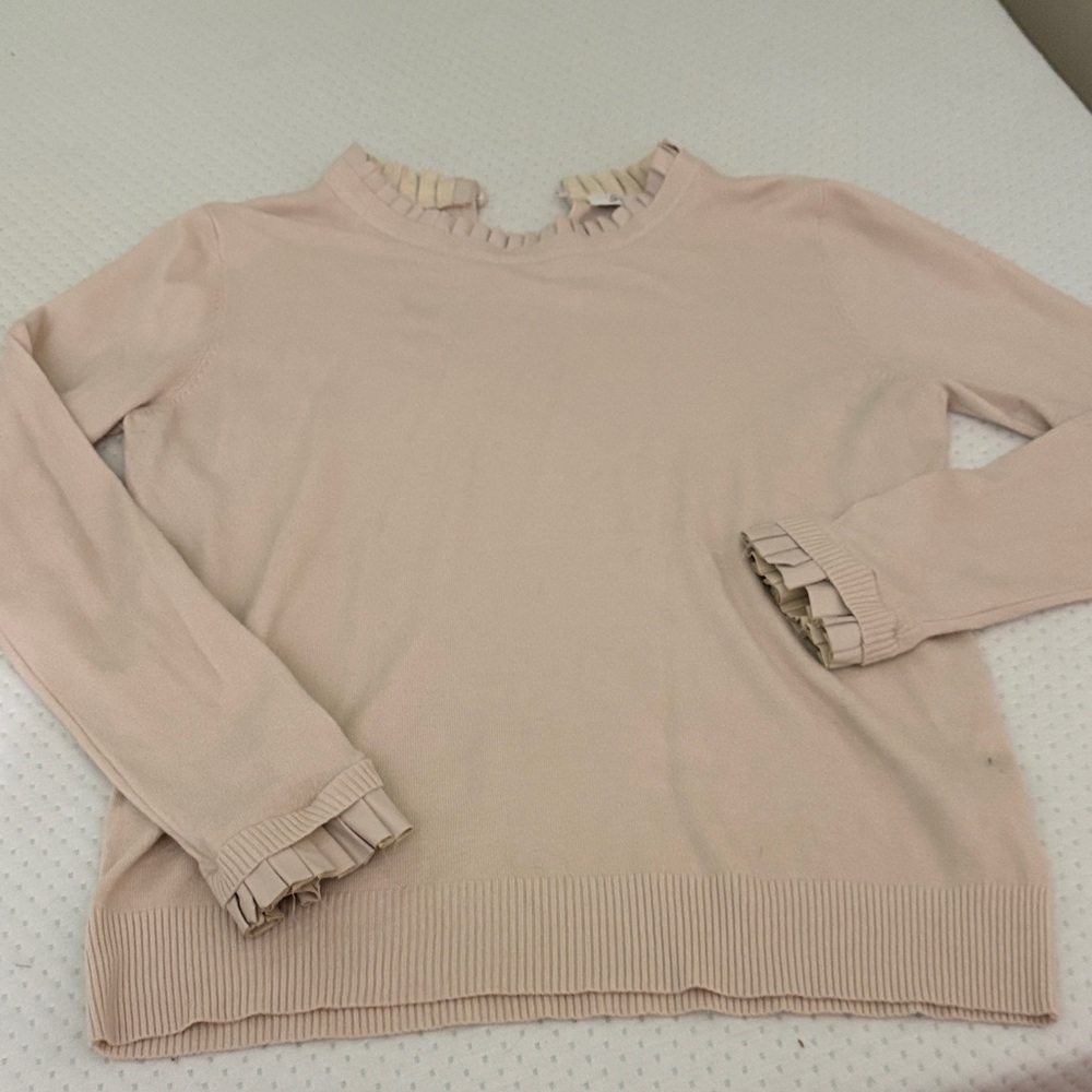 Sioni Blush Ruffle Trim Sweater